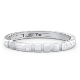 "Love" Morse Code Ring with Accents in 925 Sterling Silver with White Premium Zirconia