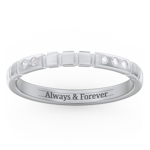 "Love" Morse Code Ring with Accents – Sterling Silver with White Premium Zirconia
