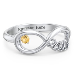2020 Infinity Ring with Birthstone in 925 Sterling Silver with Citrine