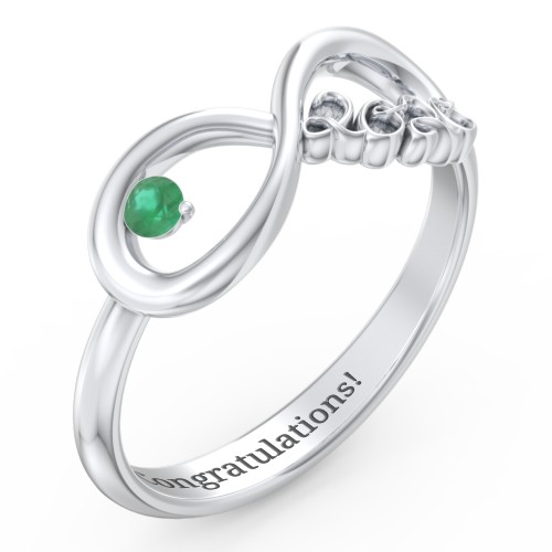 2020 Infinity Ring with Birthstone – Sterling Silver with Emerald