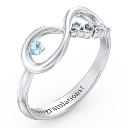 2020 Infinity Ring with Birthstone – Sterling Silver with Blue Topaz