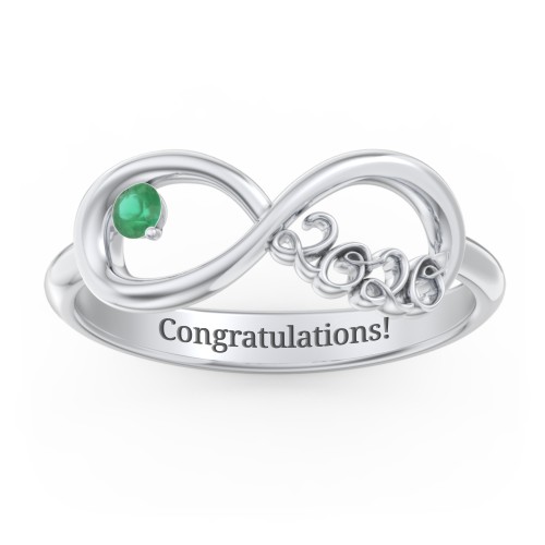 2020 Infinity Ring with Birthstone – Sterling Silver with Emerald