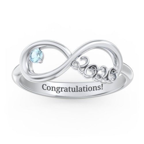 2020 Infinity Ring with Birthstone – Sterling Silver with Blue Topaz