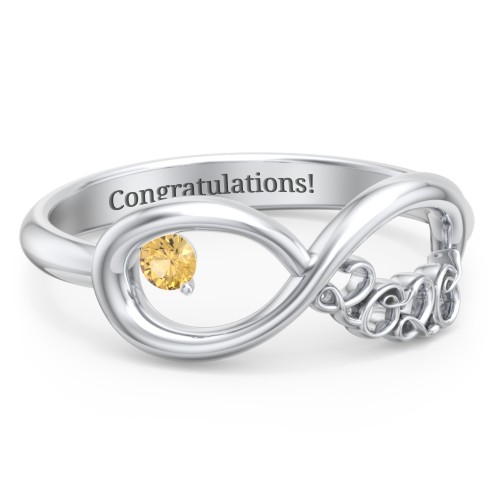 2020 Infinity Ring with Birthstone – Sterling Silver with Citrine
