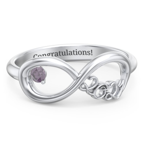 2021 Infinity Ring with Birthstone – Sterling Silver with Alexandrite
