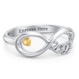 2022 Infinity Ring with Birthstone in 925 Sterling Silver with Citrine