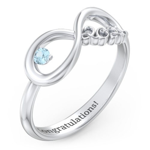 2022 Infinity Ring with Birthstone – Sterling Silver with Blue Topaz