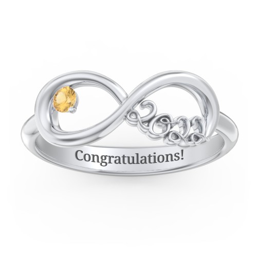 2022 Infinity Ring with Birthstone – Sterling Silver with Citrine