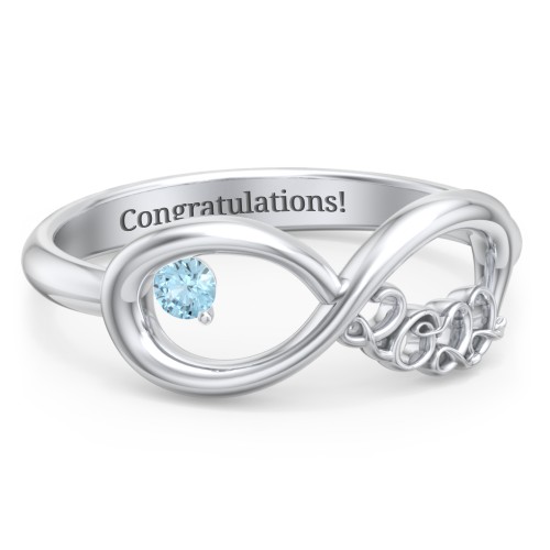 2022 Infinity Ring with Birthstone – Sterling Silver with Blue Topaz