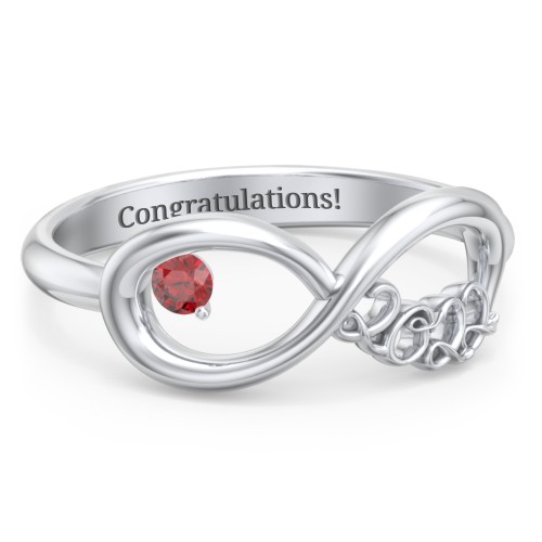 2022 Infinity Ring with Birthstone – Sterling Silver with Garnet