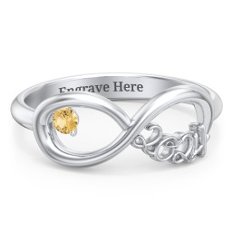 2024 Infinity Ring with Birthstone in 925 Sterling Silver with Citrine