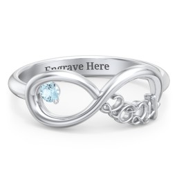 2024 Infinity Ring with Birthstone in 925 Sterling Silver with Blue Topaz