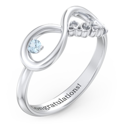 2024 Infinity Ring with Birthstone – Sterling Silver with Aquamarine