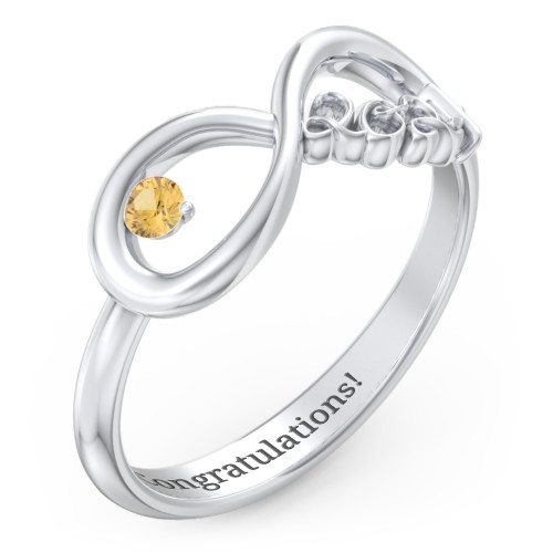 2024 Infinity Ring with Birthstone – Sterling Silver with Citrine