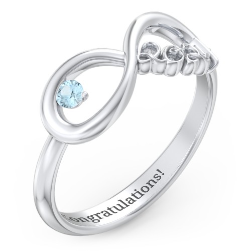 2024 Infinity Ring with Birthstone – Sterling Silver with Blue Topaz
