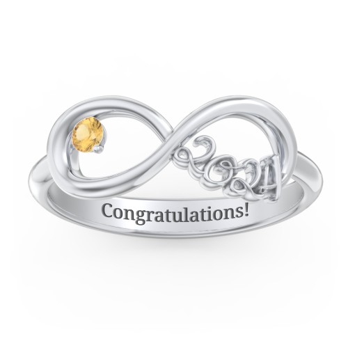2024 Infinity Ring with Birthstone – Sterling Silver with Citrine
