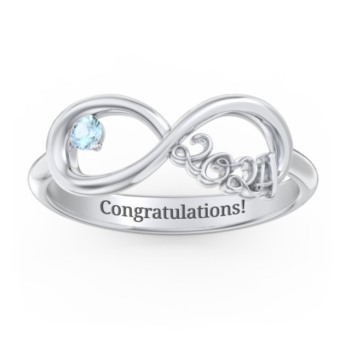2024 Infinity Ring with Birthstone – Sterling Silver with Blue Topaz
