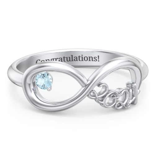 2024 Infinity Ring with Birthstone – Sterling Silver with Blue Topaz