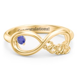 2025 Infinity Ring with Birthstone in 10K Solid Yellow Gold