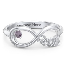 2025 Infinity Ring with Birthstone in 925 Sterling Silver with Alexandrite
