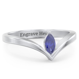Marquise Birthstone V-Shape Ring