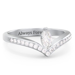 Marquise Birthstone V-Shape Ring With Accents