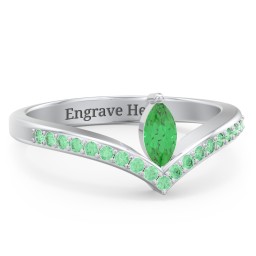Marquise Birthstone V-Shape Ring With Accents