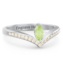 Marquise Birthstone V-Shape Ring With Accents