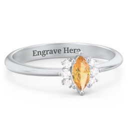 Marquise Birthstone Ring with Accents