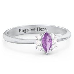 Marquise Birthstone Ring with Accents