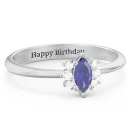 Marquise Birthstone Ring with Accents