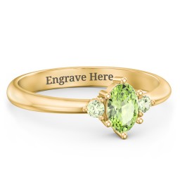Oval Birthstone Ring with Accents in 18K Gold Plated Silver