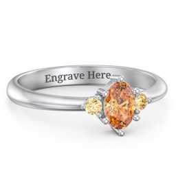 Oval Birthstone Ring with Accents in 925 Sterling Silver with Citrine