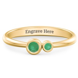 Generations 2-Stone Bezel Set Mother's Ring in 18K Gold Plated Silver with Emerald
