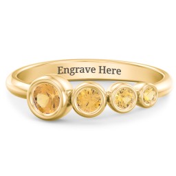 Generations 4-Stone Bezel Set Mother's Ring in 18K Gold Plated Silver with Citrine