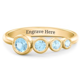 Generations 4-Stone Bezel Set Mother's Ring in 18K Gold Plated Silver with Blue Topaz
