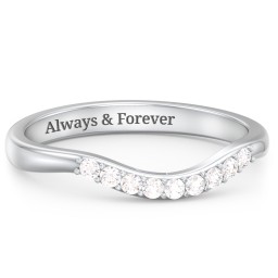 Curved Wedding Band With Accents in 925 Sterling Silver