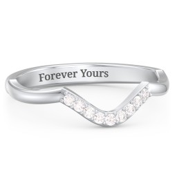 Deep-Curve Wedding Band With Accents in 925 Sterling Silver