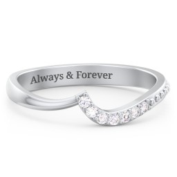 Curved Asymmetrical Wedding Band With Accents in 925 Sterling Silver