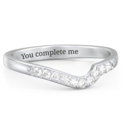 Curved Asymmetrical Wedding Band With Accents