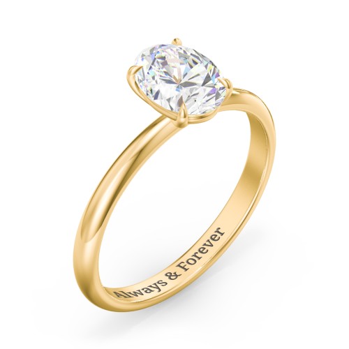 1.5 ct. (8x6mm) Oval Solitaire Moissanite Engagement Ring – 10K Yellow Gold with Moissanite
