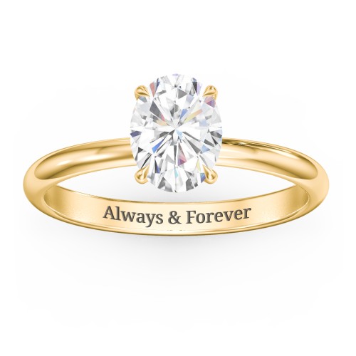 1.5 ct. (8x6mm) Oval Solitaire Moissanite Engagement Ring – 10K Yellow Gold with Moissanite