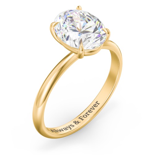 3 ct. (10x8mm) Oval Solitaire Moissanite Engagement Ring – 10K Yellow Gold with Moissanite