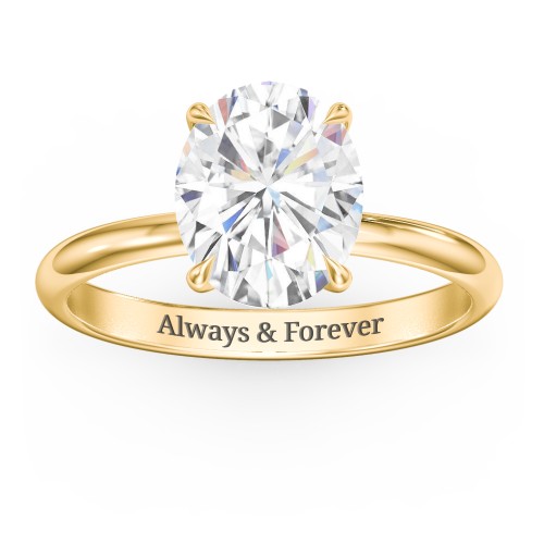 3 ct. (10x8mm) Oval Solitaire Moissanite Engagement Ring – 10K Yellow Gold with Moissanite