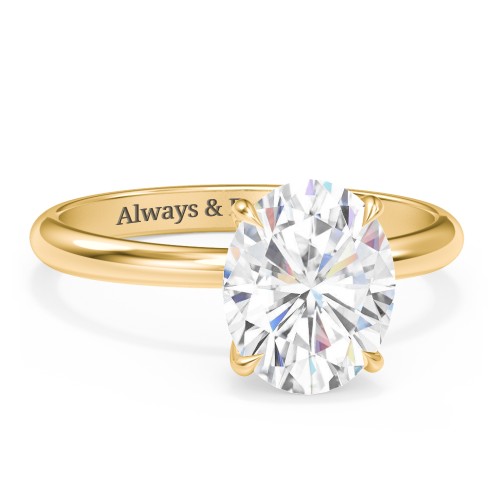 3 ct. (10x8mm) Oval Solitaire Moissanite Engagement Ring – 10K Yellow Gold with Moissanite