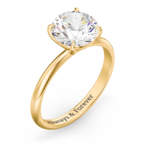 2.5 ct. (8.5mm) Classic Solitaire Moissanite Engagement Ring – 10K Yellow Gold with Moissanite