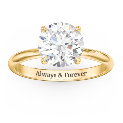 2.5 ct. (8.5mm) Classic Solitaire Moissanite Engagement Ring – 10K Yellow Gold with Moissanite
