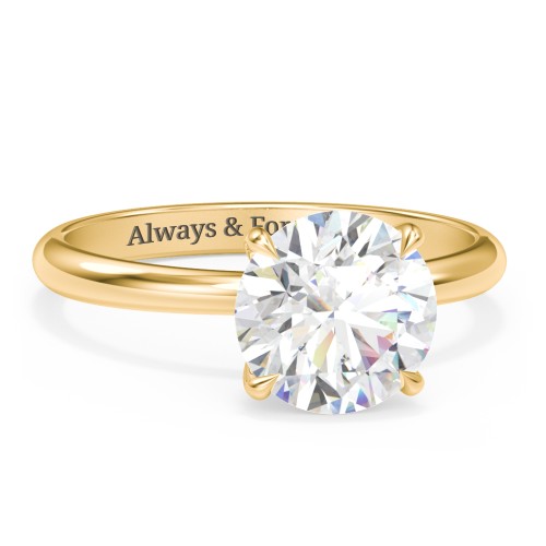 2.5 ct. (8.5mm) Classic Solitaire Moissanite Engagement Ring – 10K Yellow Gold with Moissanite