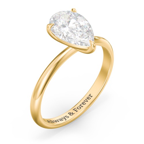2.5 ct. (10.5x7mm) Pear Solitaire Moissanite Engagement Ring – 10K Yellow Gold with Moissanite