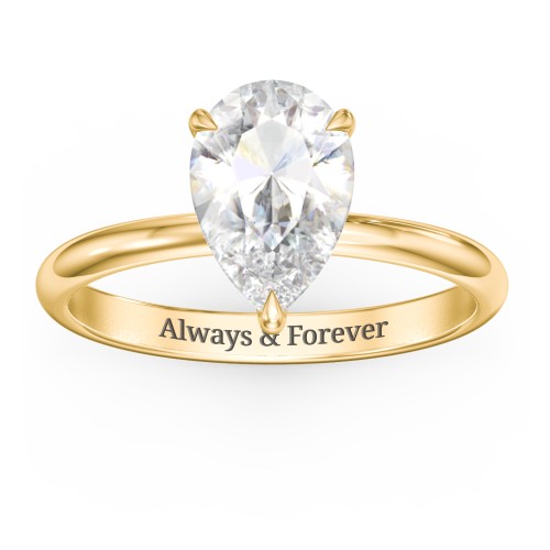 2.5 ct. (10.5x7mm) Pear Solitaire Moissanite Engagement Ring – 10K Yellow Gold with Moissanite